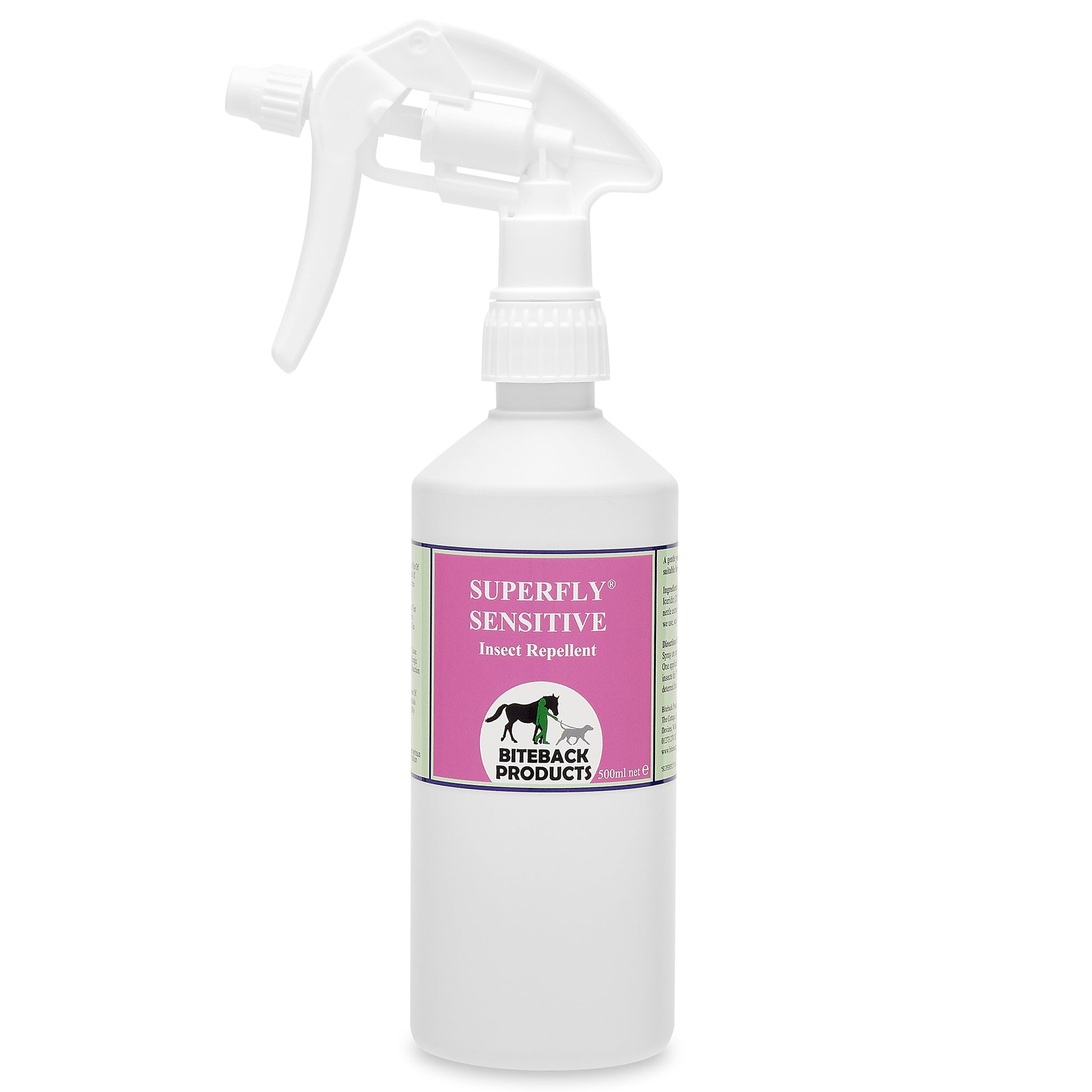 A 500ml bottle of SuperFly Sensitive fly repellent for sensitive skins