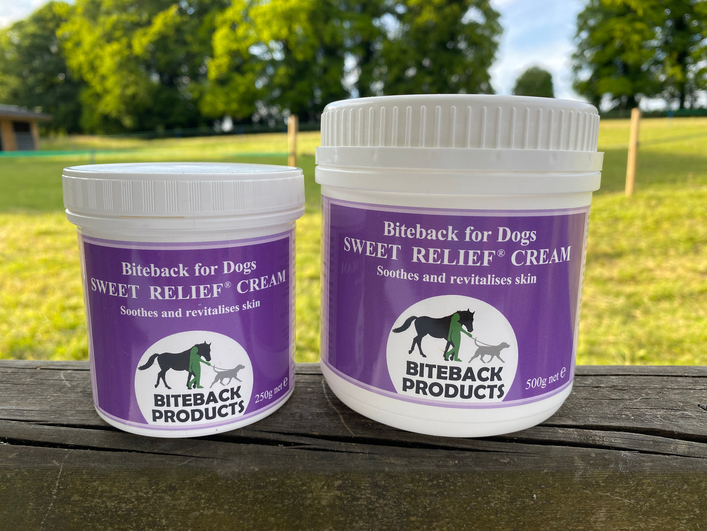 Two pots of itch relief cream for dogs