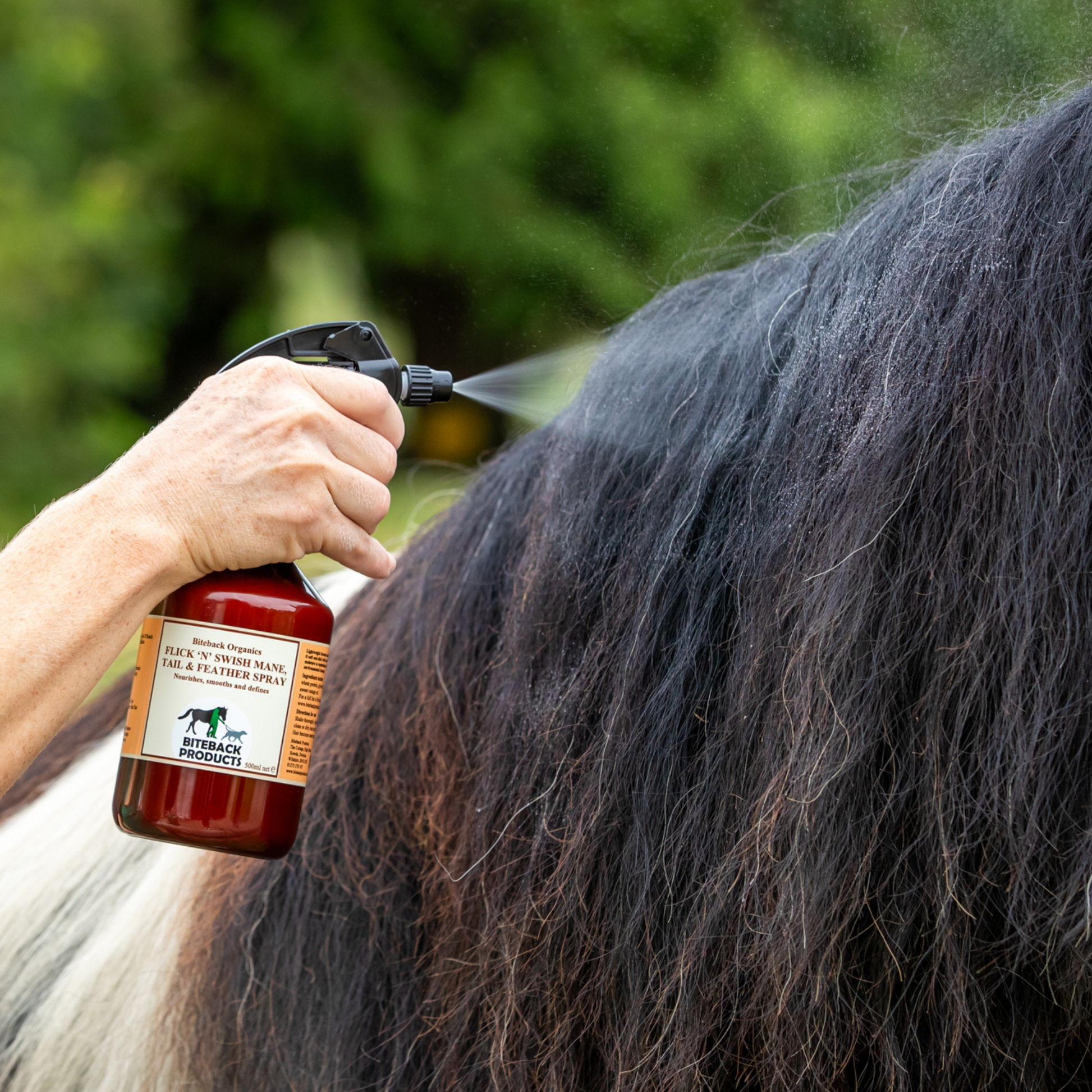 Mane and tail grooming spray for horses.