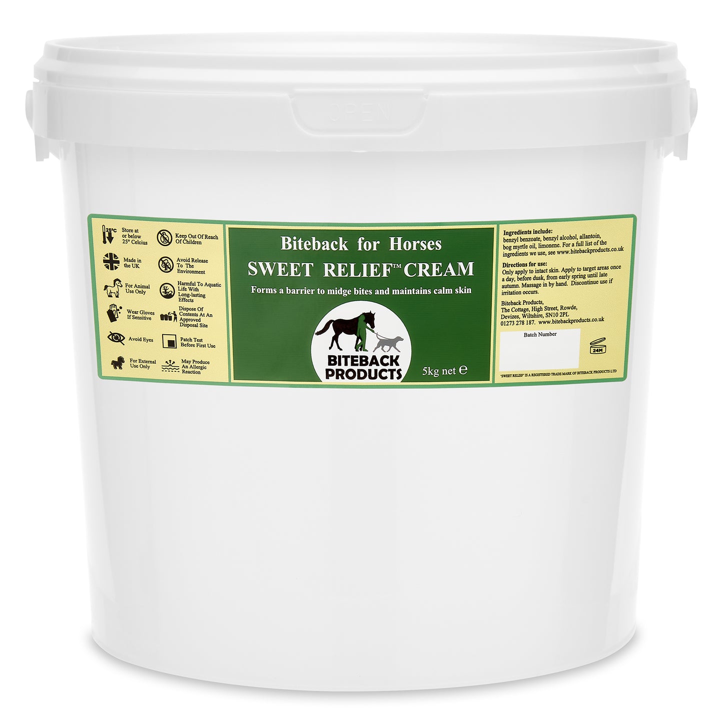 5kg pot of Sweet Relief cream for itchy horses