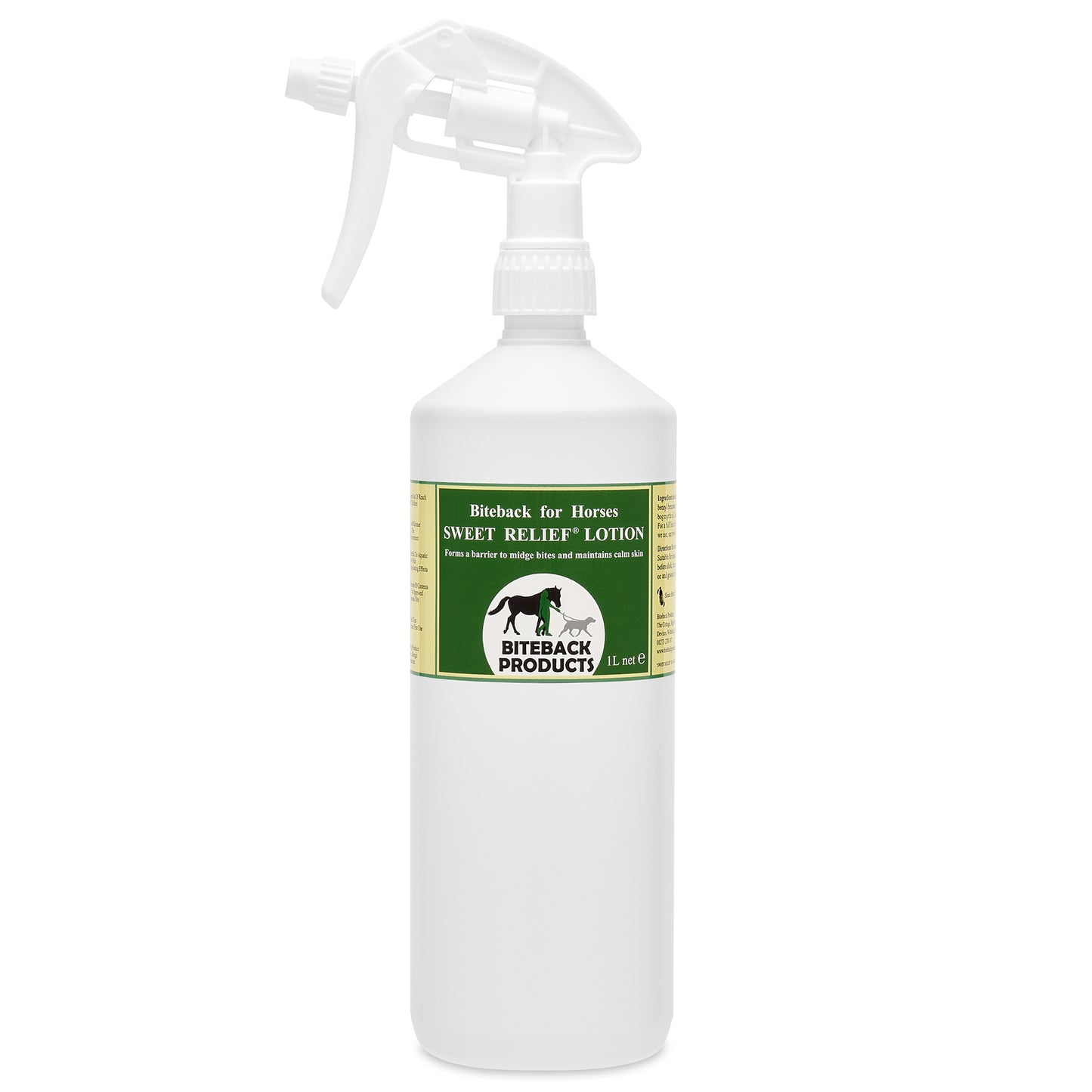 1L bottle of Biteback Sweet Relief Lotion for itchy horses