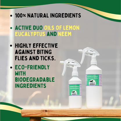 Supernatural fly repellent spray for horse flies and midges