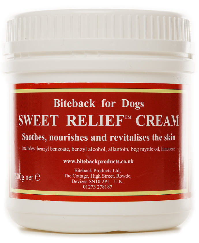 Sweet Relief cream for dermatitis, eczema and other skin conditions.  Great as a paw balm.