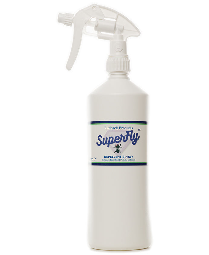 Biteback's SuperFly insect repellent, used to repel the crab fly and tick.