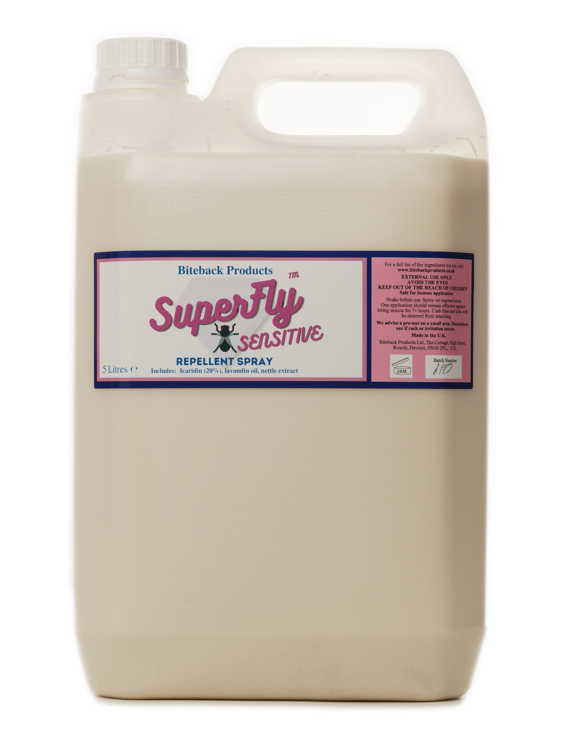 A refill container of SuperFly Sensitive, an insect repellent spray for sensitive horses