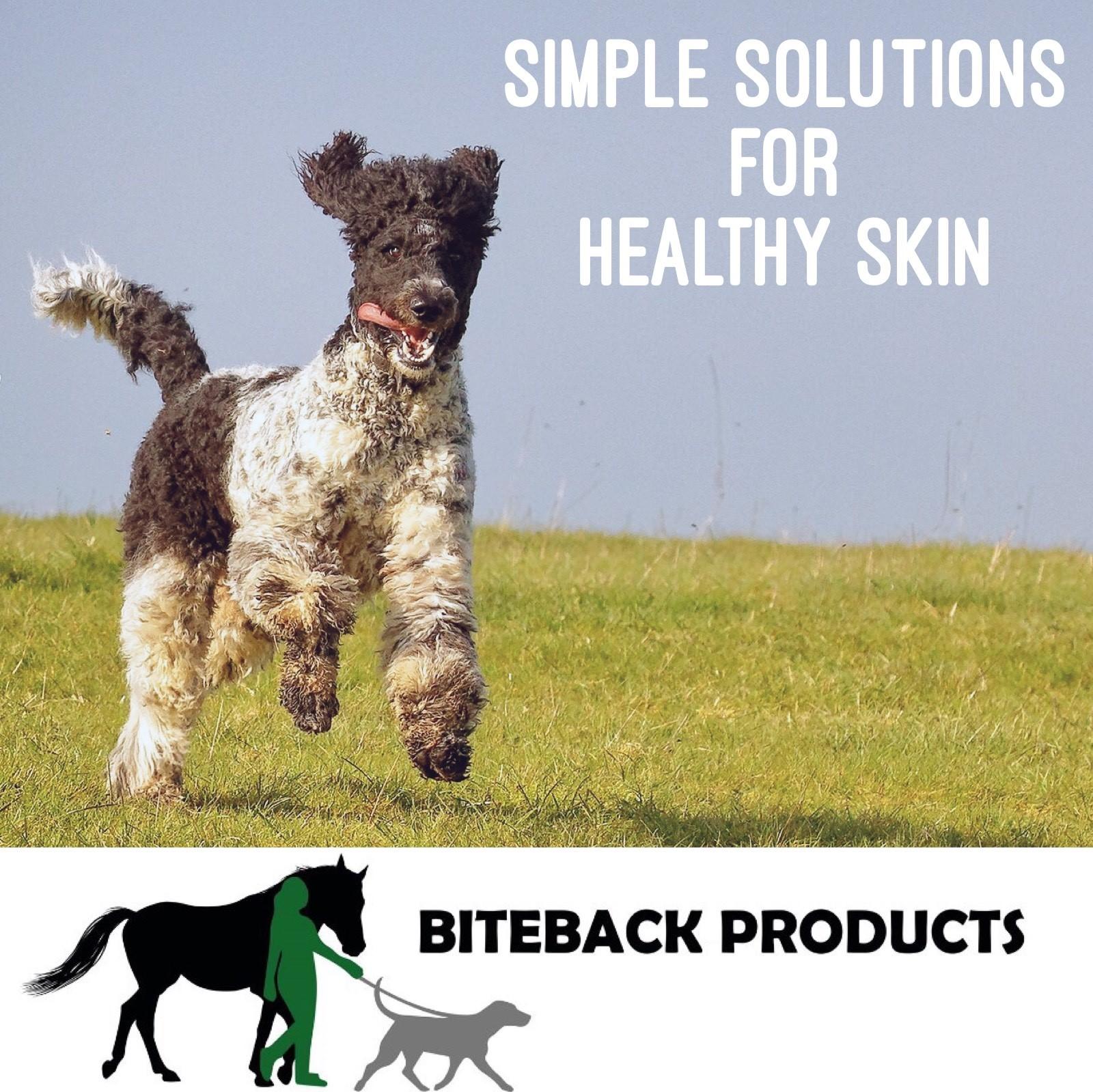Biteback for dermatitis, eczema, mange, hot spots, itching, scratching.